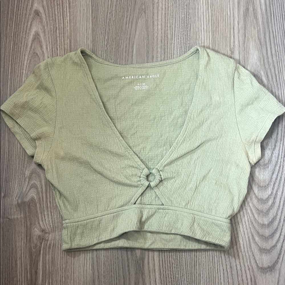 American Eagle Outfitters Sage Green Crop Top